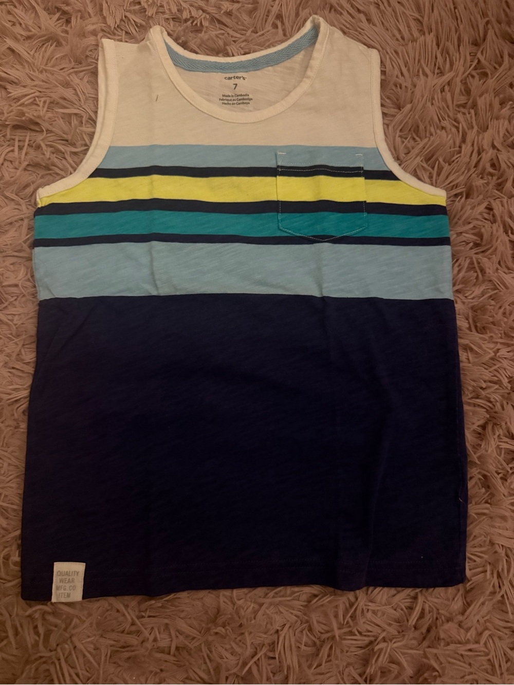 Carter's Navy, Light Blue & Yellow Striped Boys' Tank